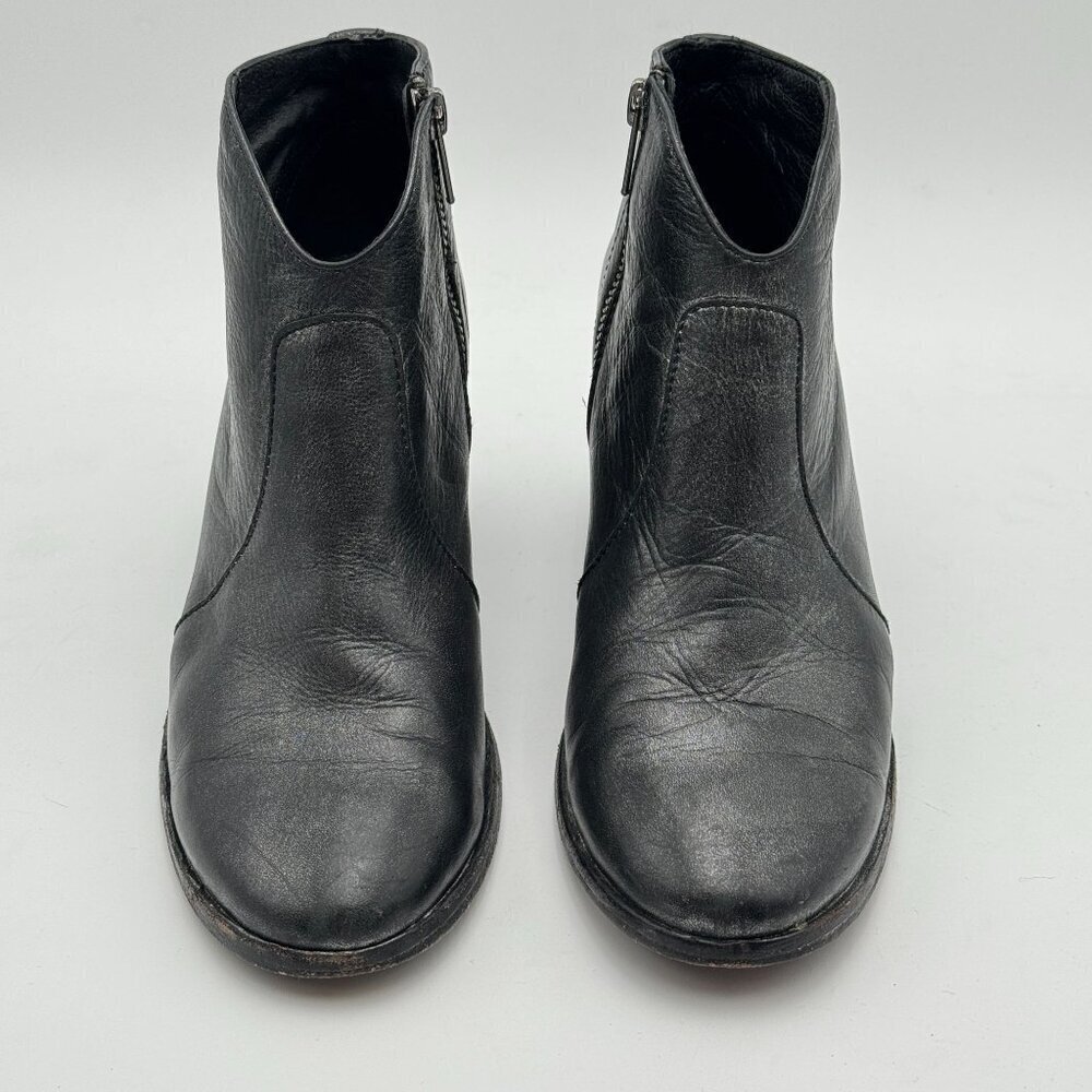 FRYE Womens 7.5 Metallic Black Leather Nora Ankle Boots Cowgirl Giddy Up Booties - Picture 3 of 10